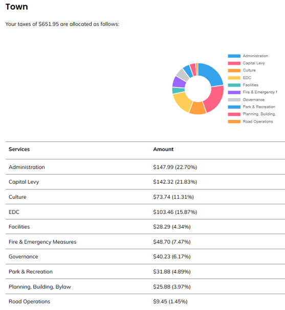 Allotments for the town category as produced by our example data